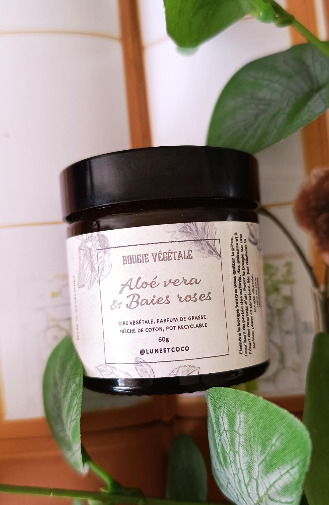 Bougie végétale - ALOE VERA & BAIE ROSES